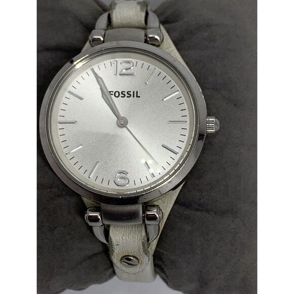 Fossil ES2829 Women's Leather Analog White Dial Quartz Genuine Wrist Watch GE26 - Picture 2 of 11